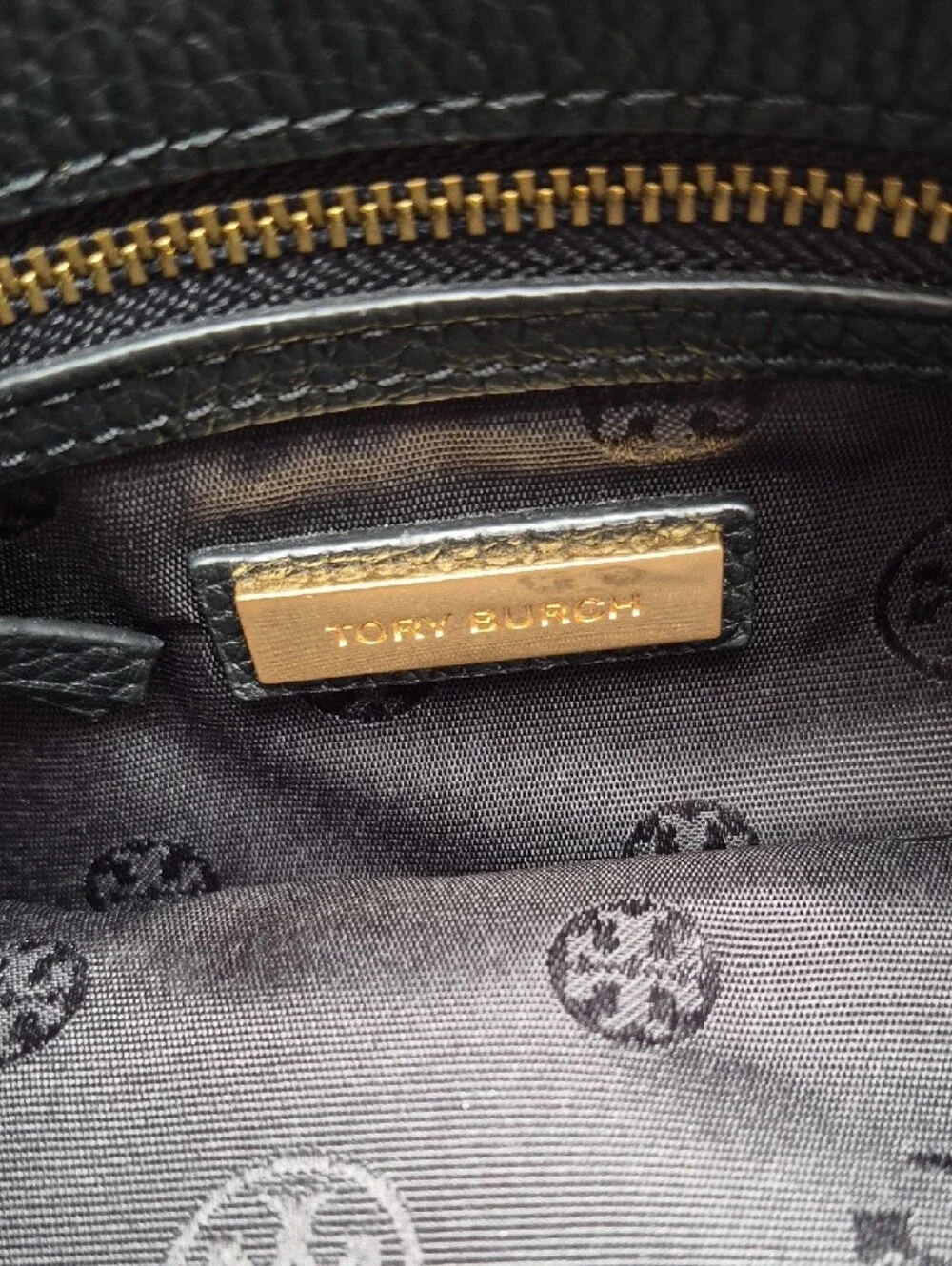 Tory Burch Black Leather Tote with Gold Chain Straps